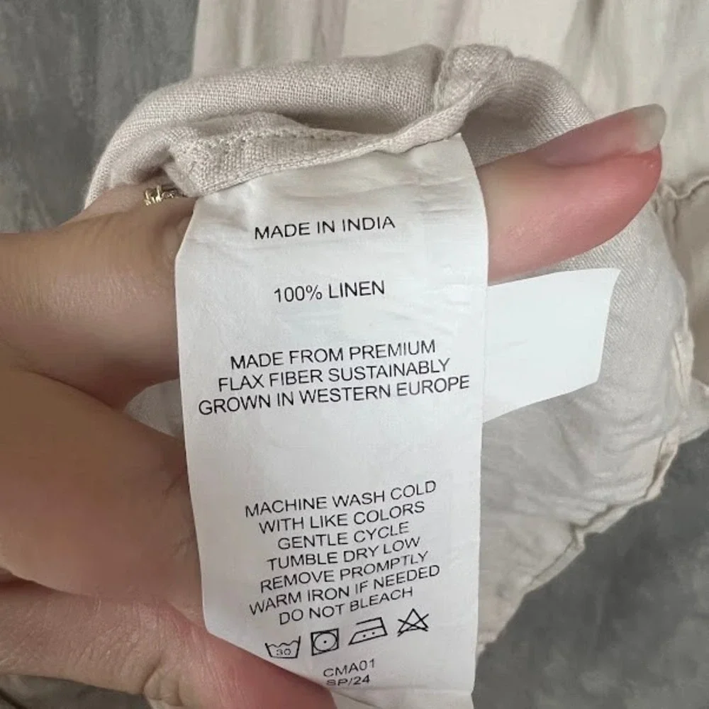 Quince 100% European Linen Smocked Midi Dress Womens S Tiered Boho Cottagecore - Picture 4 of 11